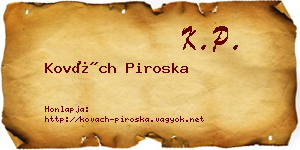 Kovách Piroska névjegykártya